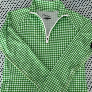 Walter Hagen Green Checkered Long Sleeve Top
